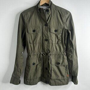 FAT FACE Womens Military Jacket Womens Small  Khaki Cotton Utility Chore Outdoor